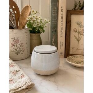Creative Co-Op Speckled Stoneware Lidded Canister Storage Jar